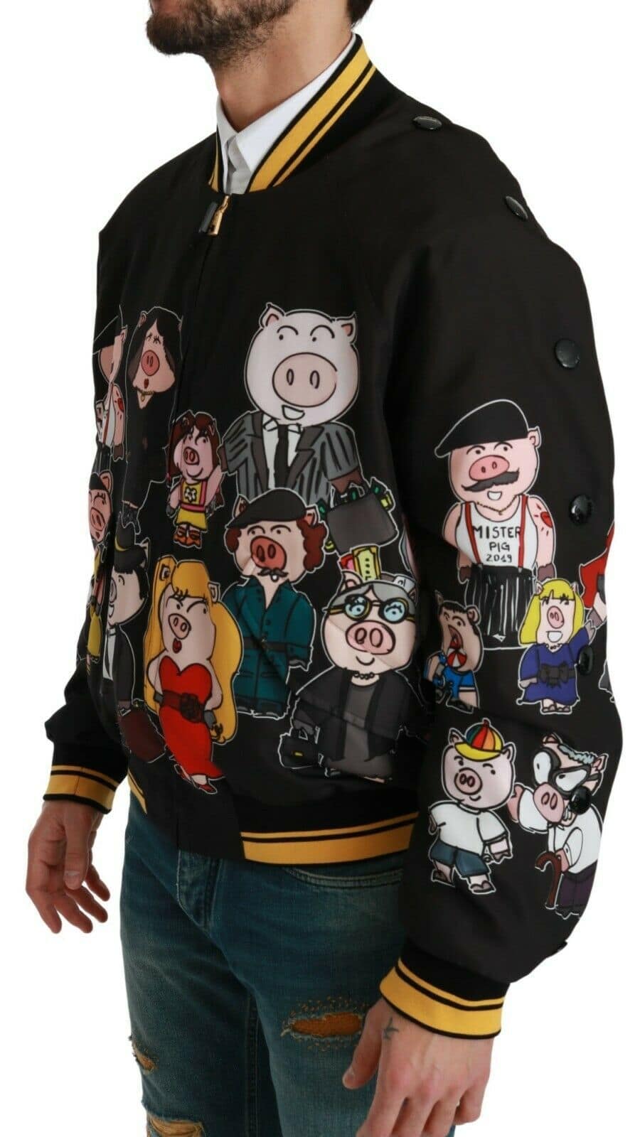 Dolce & Gabbana Black YEAR OF THE PIG Bomber Jacket - Image 3