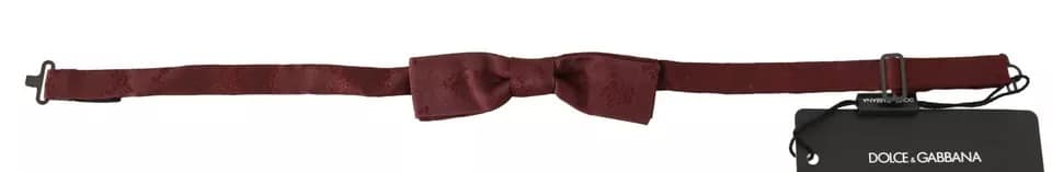 Dolce & Gabbana Bordeaux Silk Floral Faille Adjustable Bow Tie - Image 3