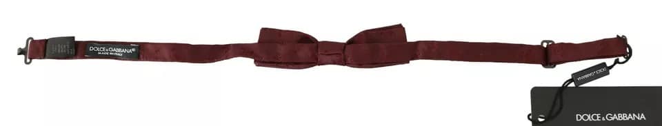 Dolce & Gabbana Bordeaux Silk Floral Faille Adjustable Bow Tie - Image 4