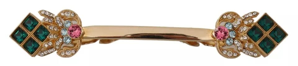 Dolce & Gabbana Gold Plated 925 Sterling Silver Crystal Collar Stop Brooch - Image 3