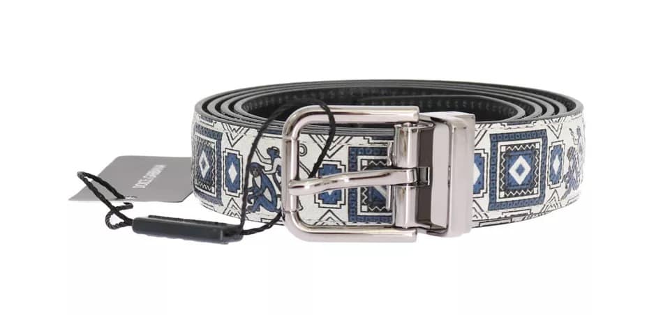 Dolce & Gabbana White Blue Silk Bowtie Leather Belt Gift Box Set - Image 5