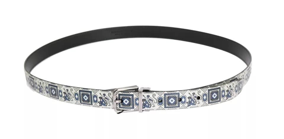 Dolce & Gabbana White Blue Silk Bowtie Leather Belt Gift Box Set - Image 3