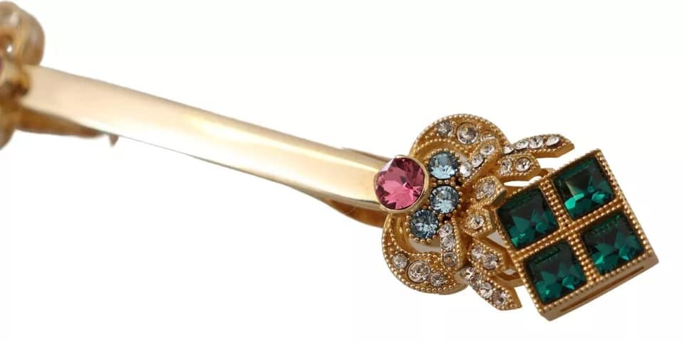 Dolce & Gabbana Gold Plated 925 Sterling Silver Crystal Collar Stop Brooch - Image 2