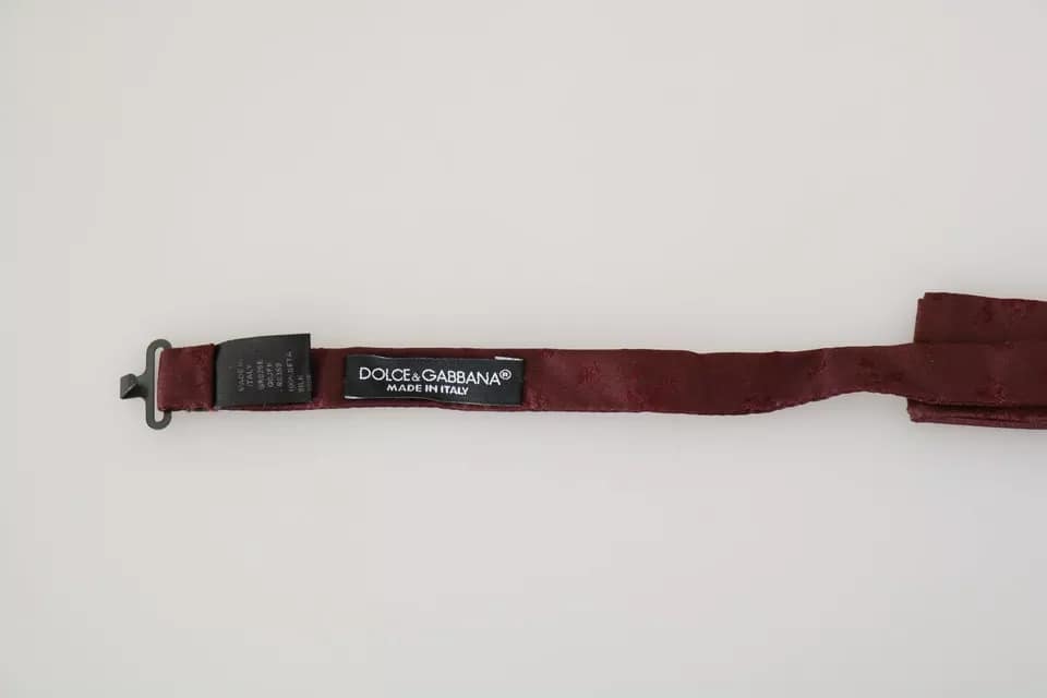 Dolce & Gabbana Bordeaux Silk Floral Faille Adjustable Bow Tie - Image 5