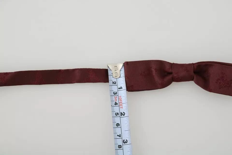 Dolce & Gabbana Bordeaux Silk Floral Faille Adjustable Bow Tie - Image 6