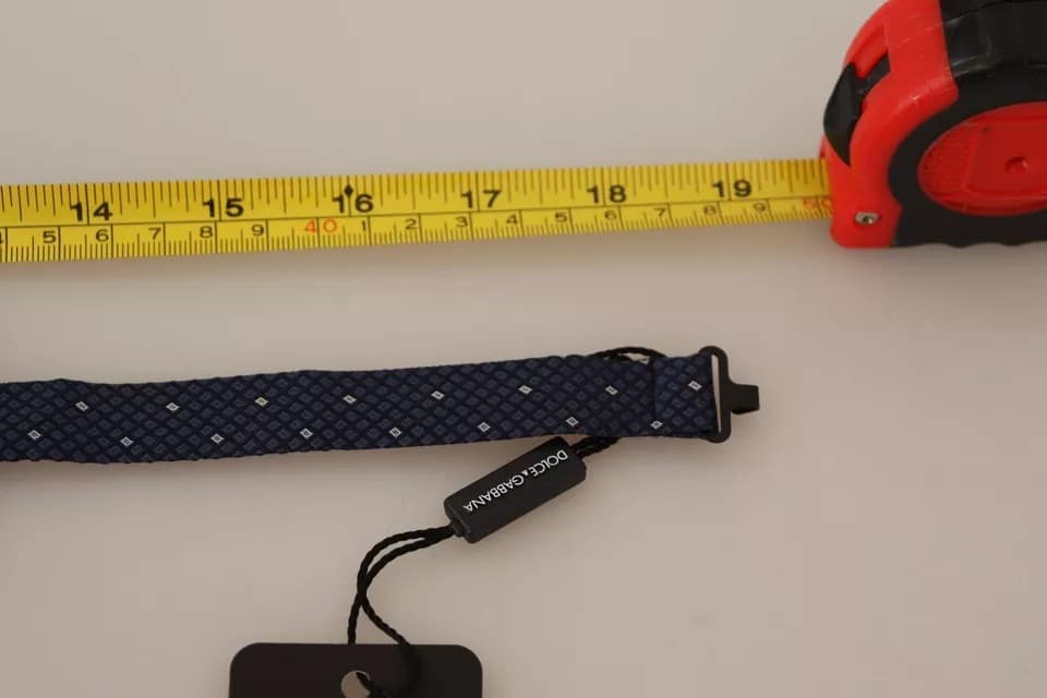 Dolce & Gabbana Blue Patterned Silk Adjustable Neck Bow Tie Men - Image 5