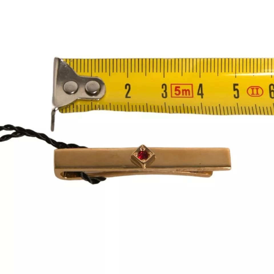 Dolce & Gabbana Gold Tone Brass Crystal Branded Tie Clip Bar - Image 7