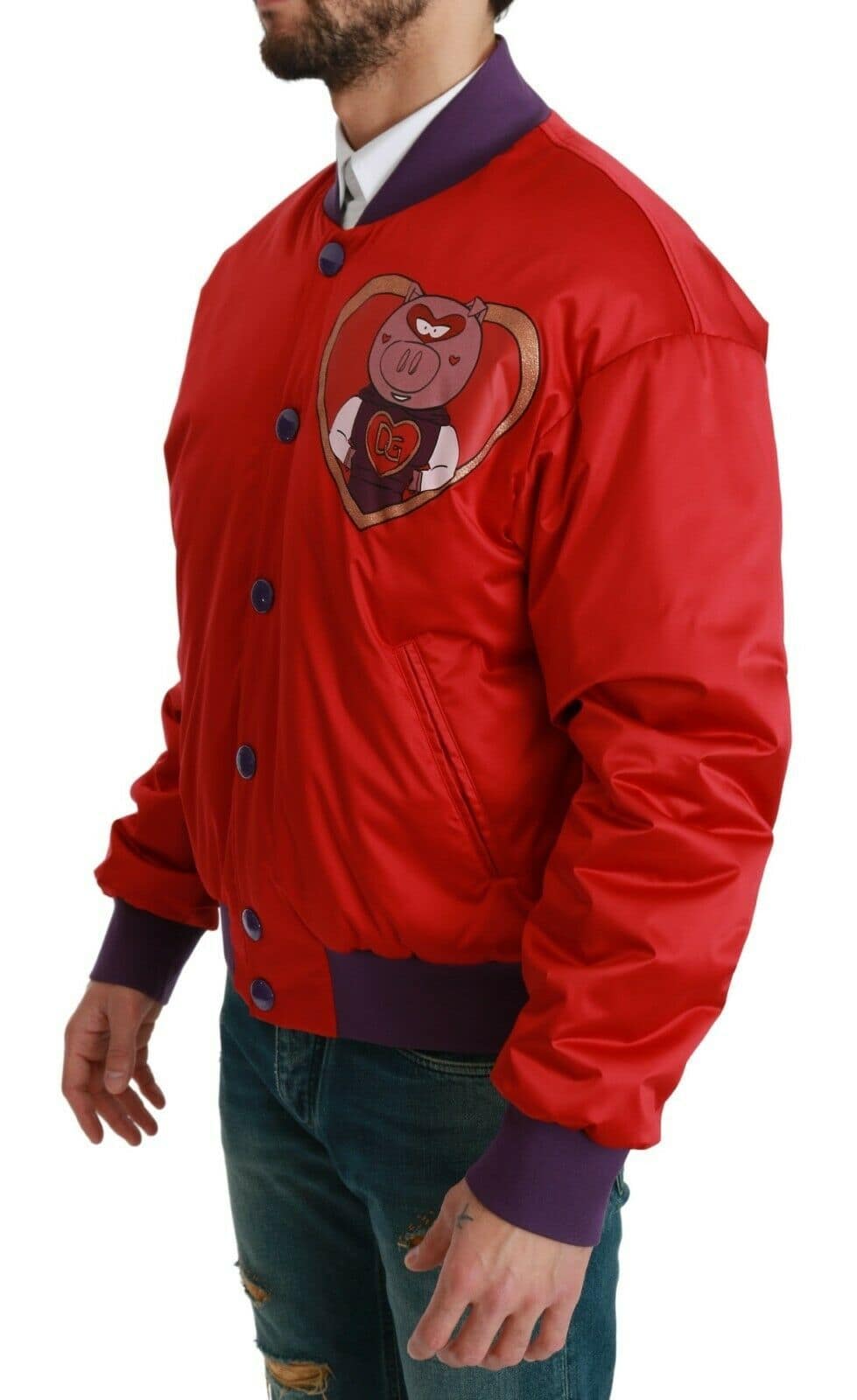 Dolce & Gabbana Red YEAR OF THE PIG Bomber Jacket - Image 3